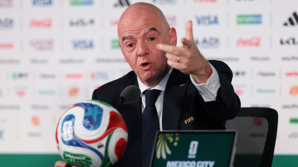 FIFA president Gianni Infantino speaking ahead of the World Cup